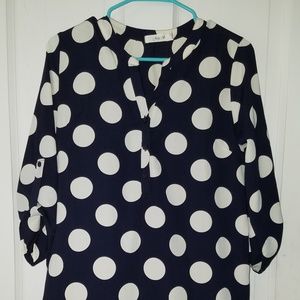 ☆3/$20☆ Modcloth Navy/White Polka Dot Tunic